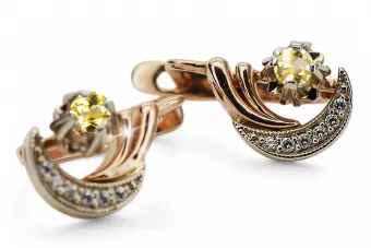 Des boucles d'oreilles Vintage Péridot jaune Or rose et or blanc 14 carats vintage d'origine vec093rw